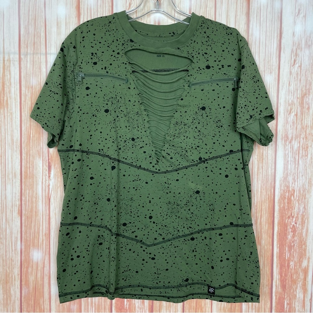 Raw Yarn Tunic Distressed Rocker Tee Tshirt (XL)
